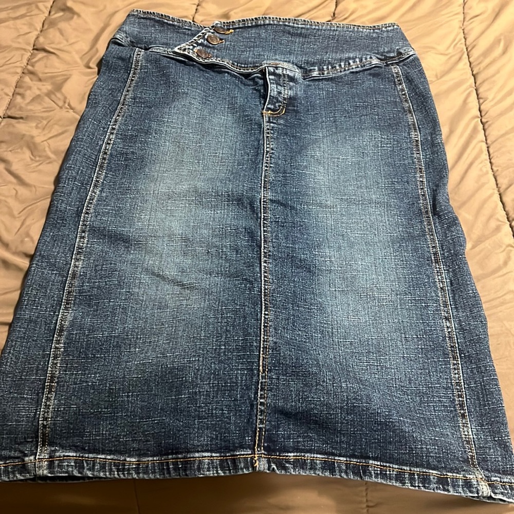 Knee length jean skirt